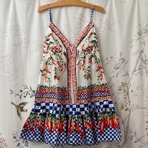 Farm Rio Off-White Picnic Peppers Ainika Organic Cotton Mini Dress